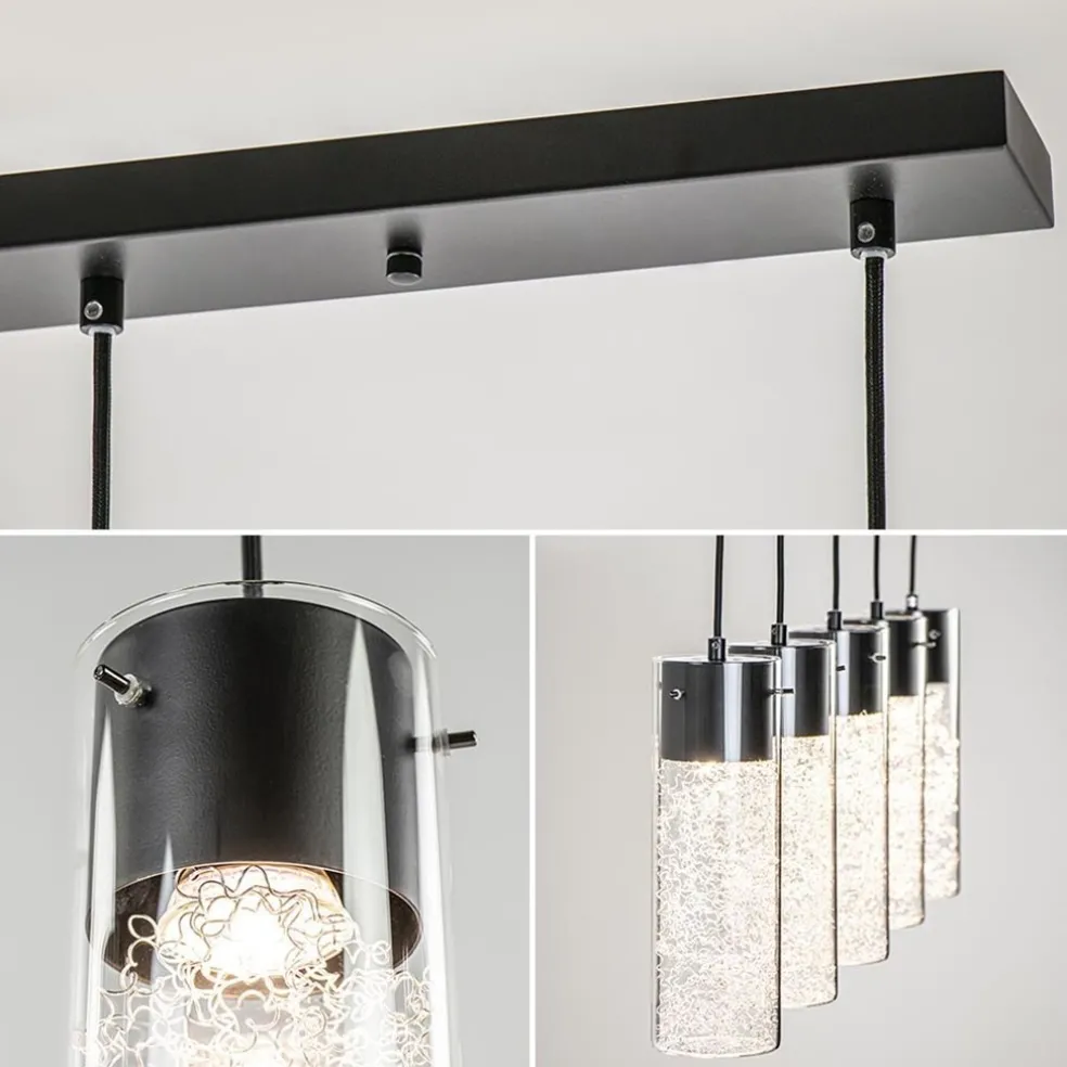 Flash Sale Straluma 5-Lichts hanglamp cilinder helder glas met zwart