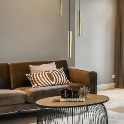 Hot Straluma 3-Lichts hanglamp cilinders mat zwart met goud rond