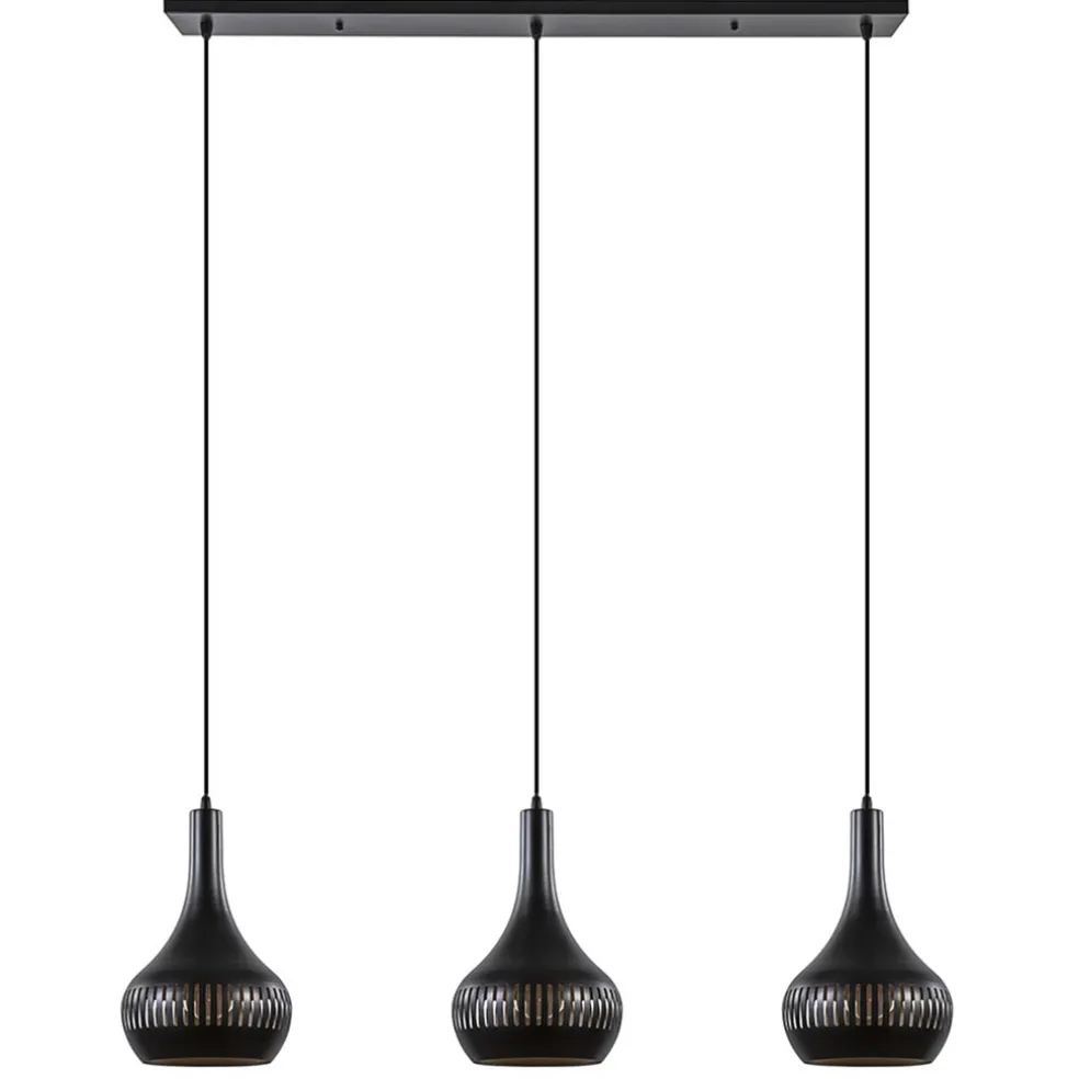 Shop Straluma 3-Lichts hanglamp kegels mat zwart met goud