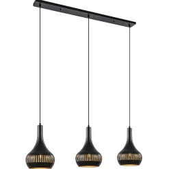 Shop Straluma 3-Lichts hanglamp kegels mat zwart met goud