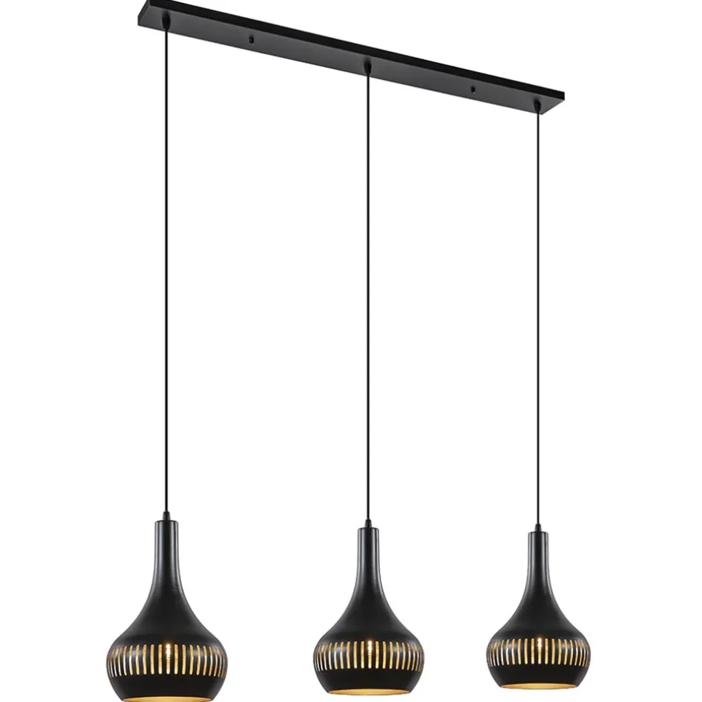 Shop Straluma 3-Lichts hanglamp kegels mat zwart met goud