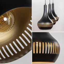 Shop Straluma 3-Lichts hanglamp kegels mat zwart met goud