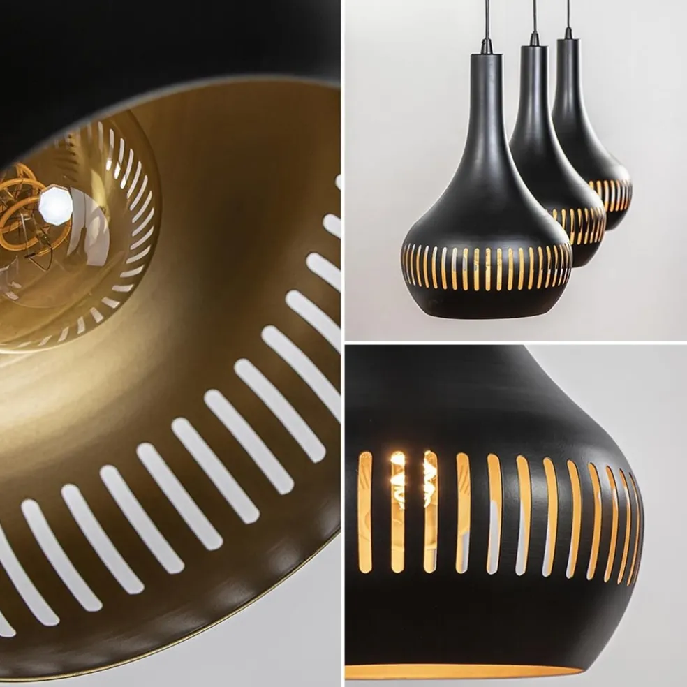 Shop Straluma 3-Lichts hanglamp kegels mat zwart met goud
