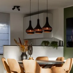 Shop Straluma 3-Lichts hanglamp kegels mat zwart met goud