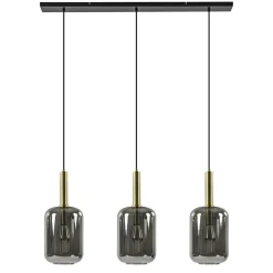 Shop Straluma 3-Lichts hanglamp Lekar antiek brons met smoke glas