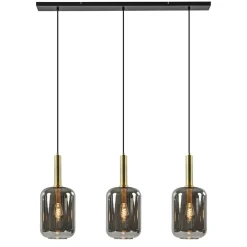 Shop Straluma 3-Lichts hanglamp Lekar antiek brons met smoke glas