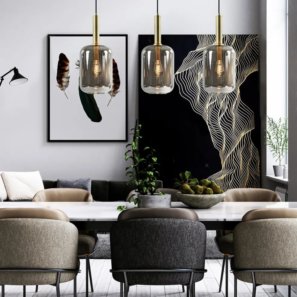 Shop Straluma 3-Lichts hanglamp Lekar antiek brons met smoke glas