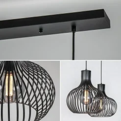 New Straluma 2-Lichts hanglamp met mat zwarte draad kappen