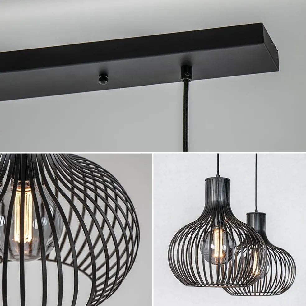 New Straluma 2-Lichts hanglamp met mat zwarte draad kappen
