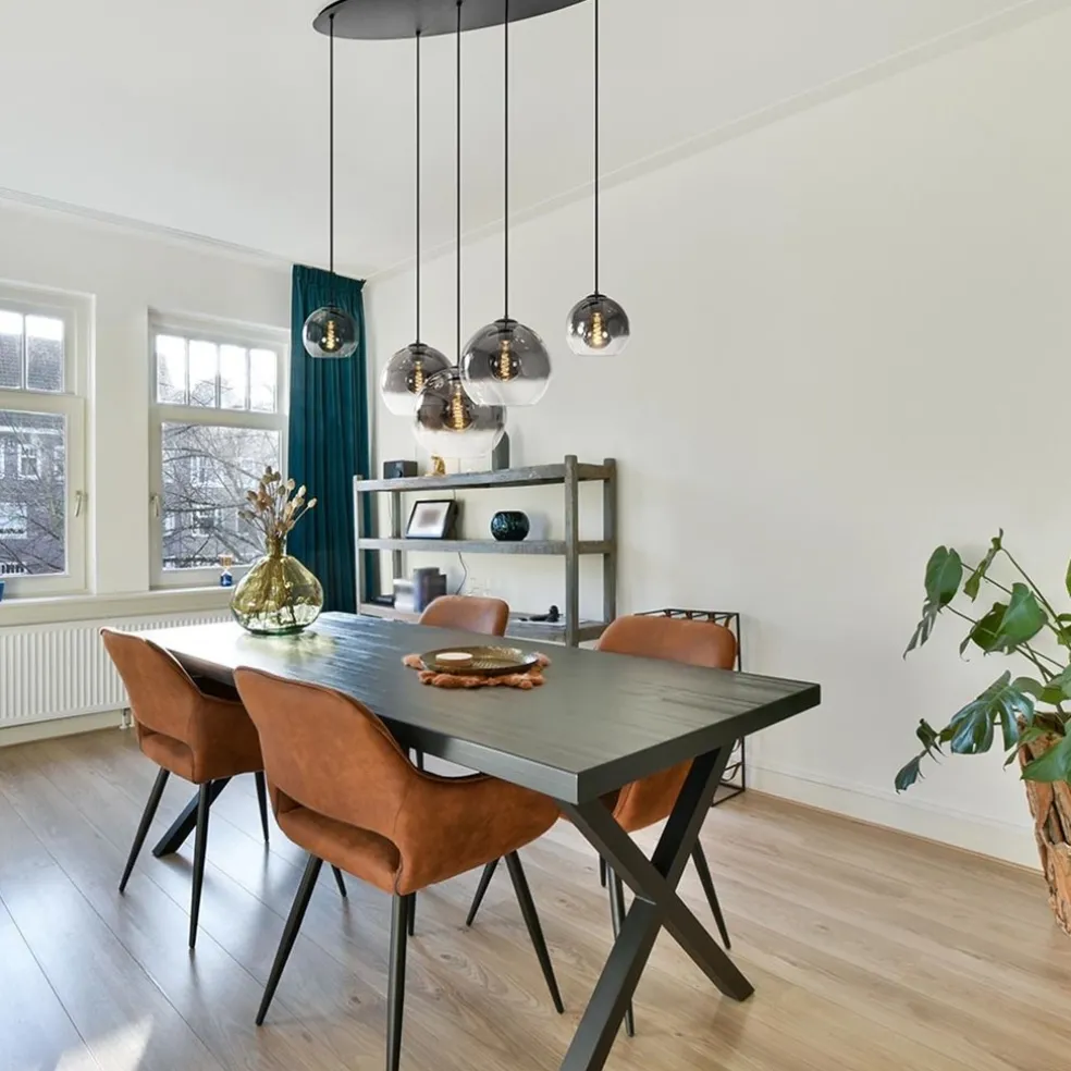 Flash Sale Straluma 5-Lichts hanglamp ovaal mat zwart met titanium glas