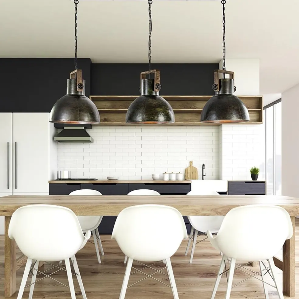 Flash Sale Straluma 3-Lichts hanglamp Shelly landelijk metaal met hout