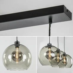 Sale Straluma 3-Lichts hanglamp zwart met smoke glas