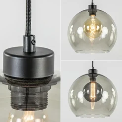 Sale Straluma 3-Lichts hanglamp zwart met smoke glas