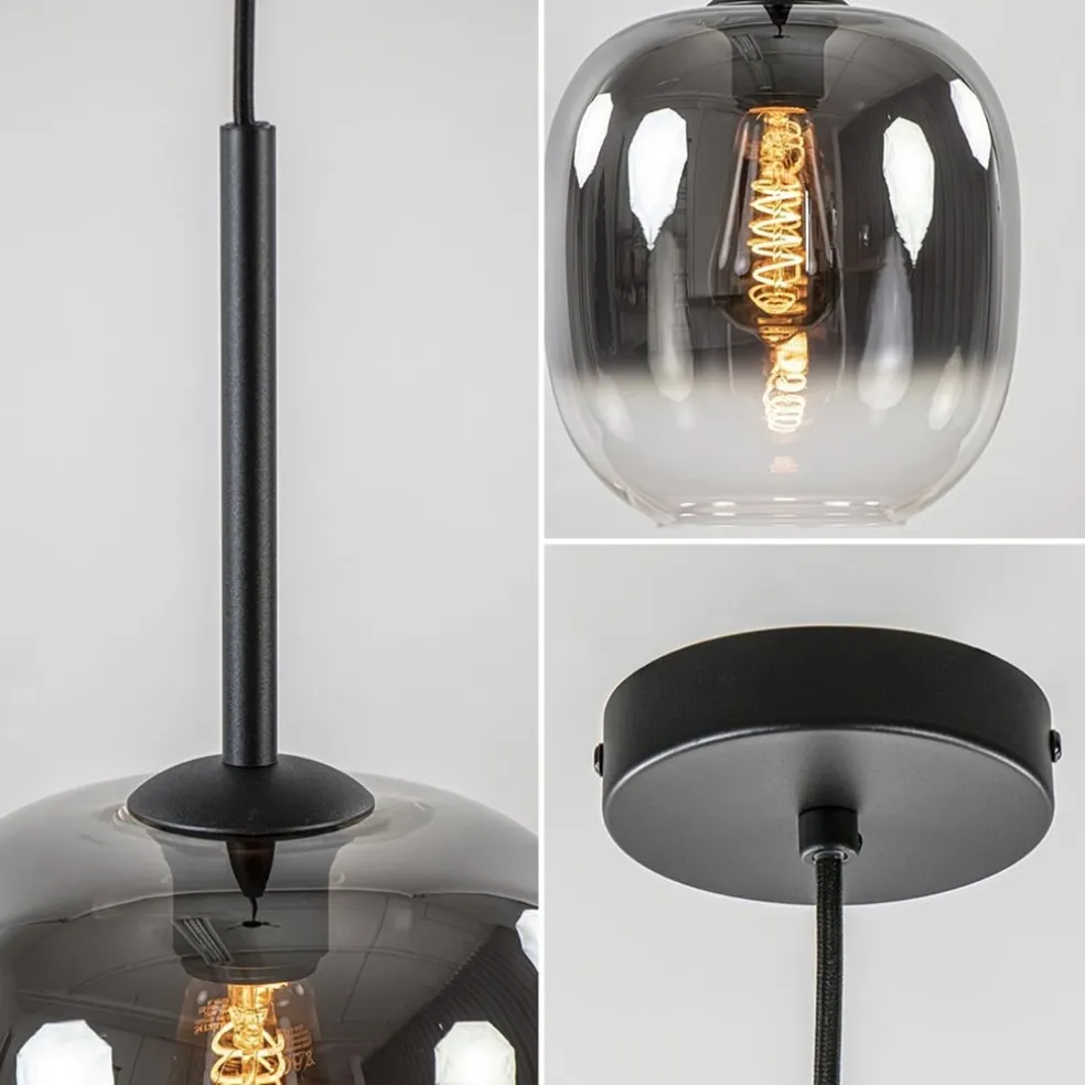 Discount Straluma 1-Lichts hanglamp zwart met smoke/helder glas