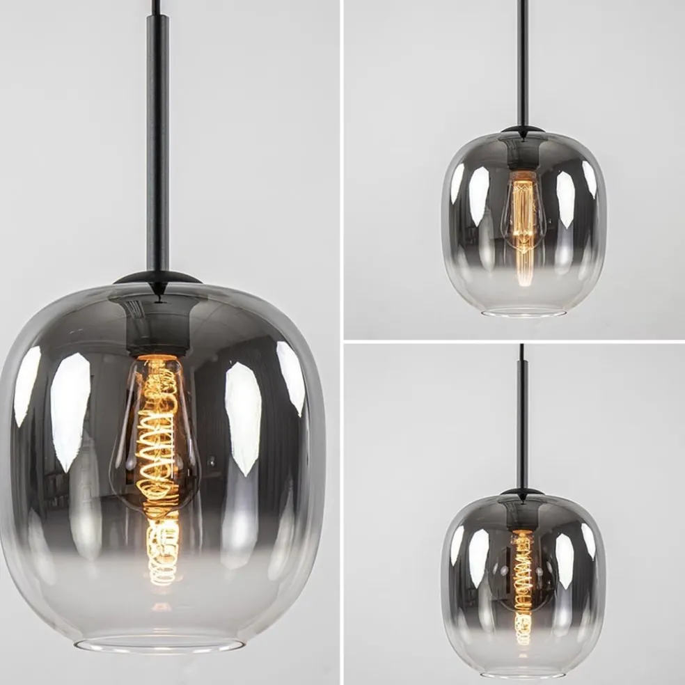 Discount Straluma 1-Lichts hanglamp zwart met smoke/helder glas