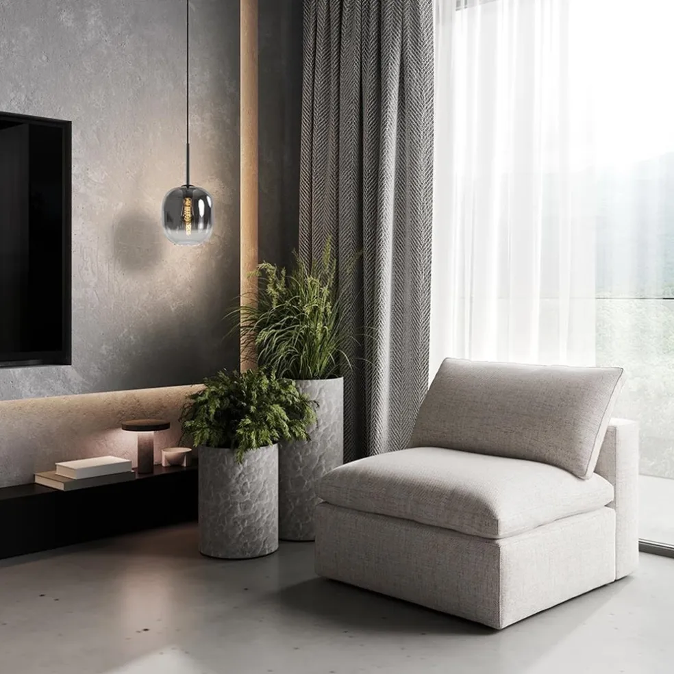 Discount Straluma 1-Lichts hanglamp zwart met smoke/helder glas