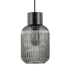 New Straluma 1-Lichts hanglamp zwart met smoke glazen cilinder