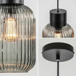 New Straluma 1-Lichts hanglamp zwart met smoke glazen cilinder