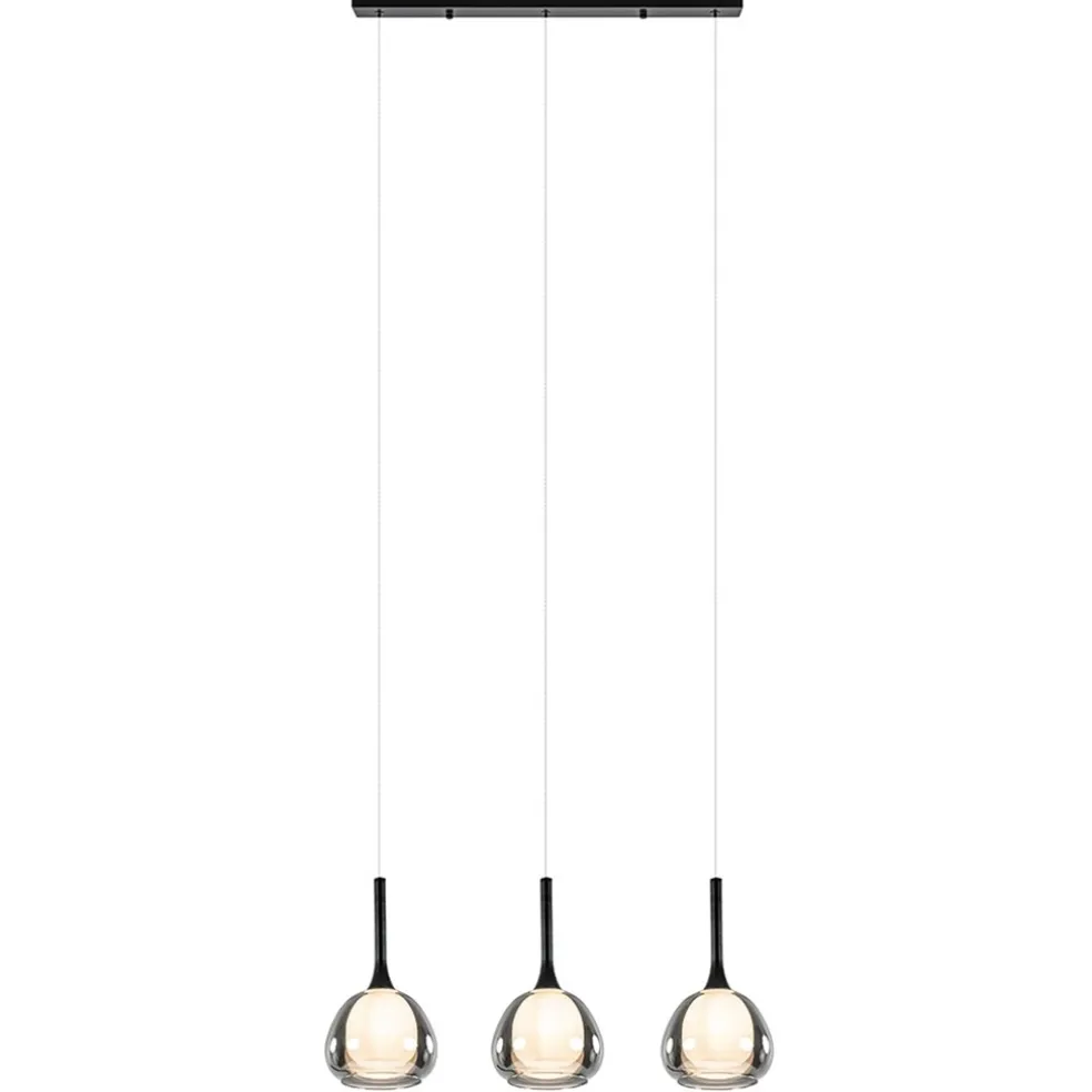 Cheap Straluma 3-Lichts hanglamp zwart met smoke glazen kappen