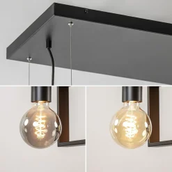 Cheap Straluma 4-Lichts hanglamp zwart met zwarte houten planken
