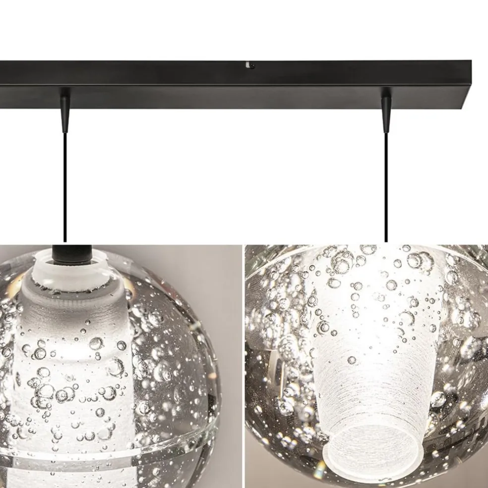 Clearance Straluma 3-Lichts hanglamp zwart met helder glazen bollen