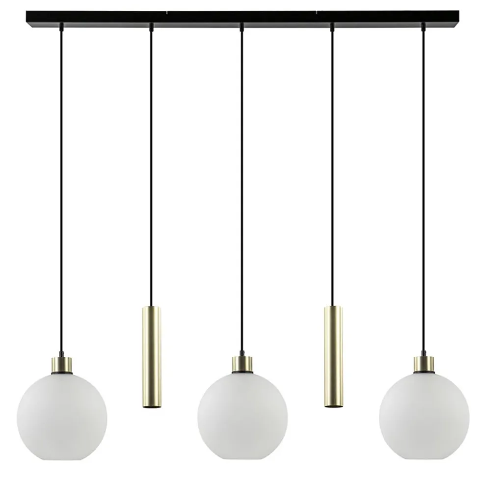 Cheap Straluma 5-Lichts hanglamp zwart-goud met opaal glas