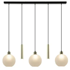 Cheap Straluma 5-Lichts hanglamp zwart-goud met opaal glas