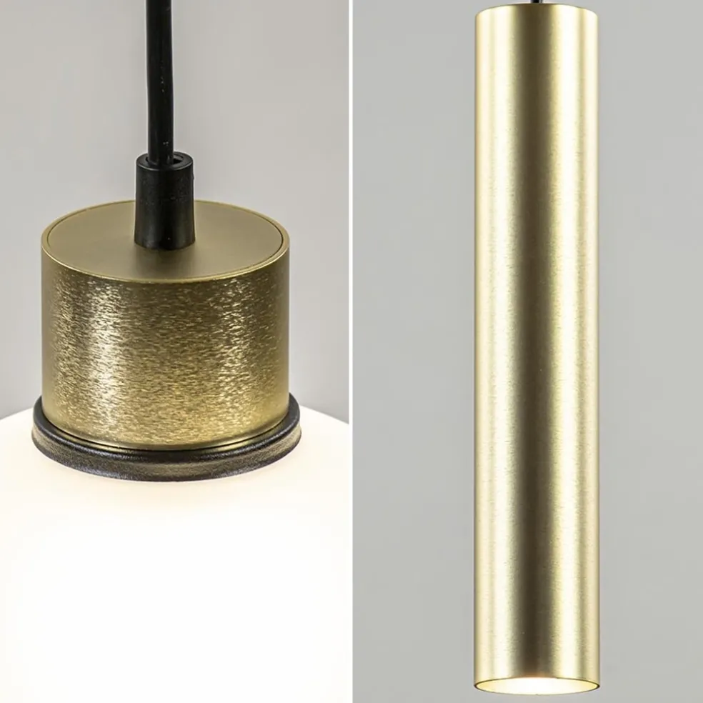 Cheap Straluma 5-Lichts hanglamp zwart-goud met opaal glas