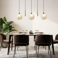 Cheap Straluma 5-Lichts hanglamp zwart-goud met opaal glas