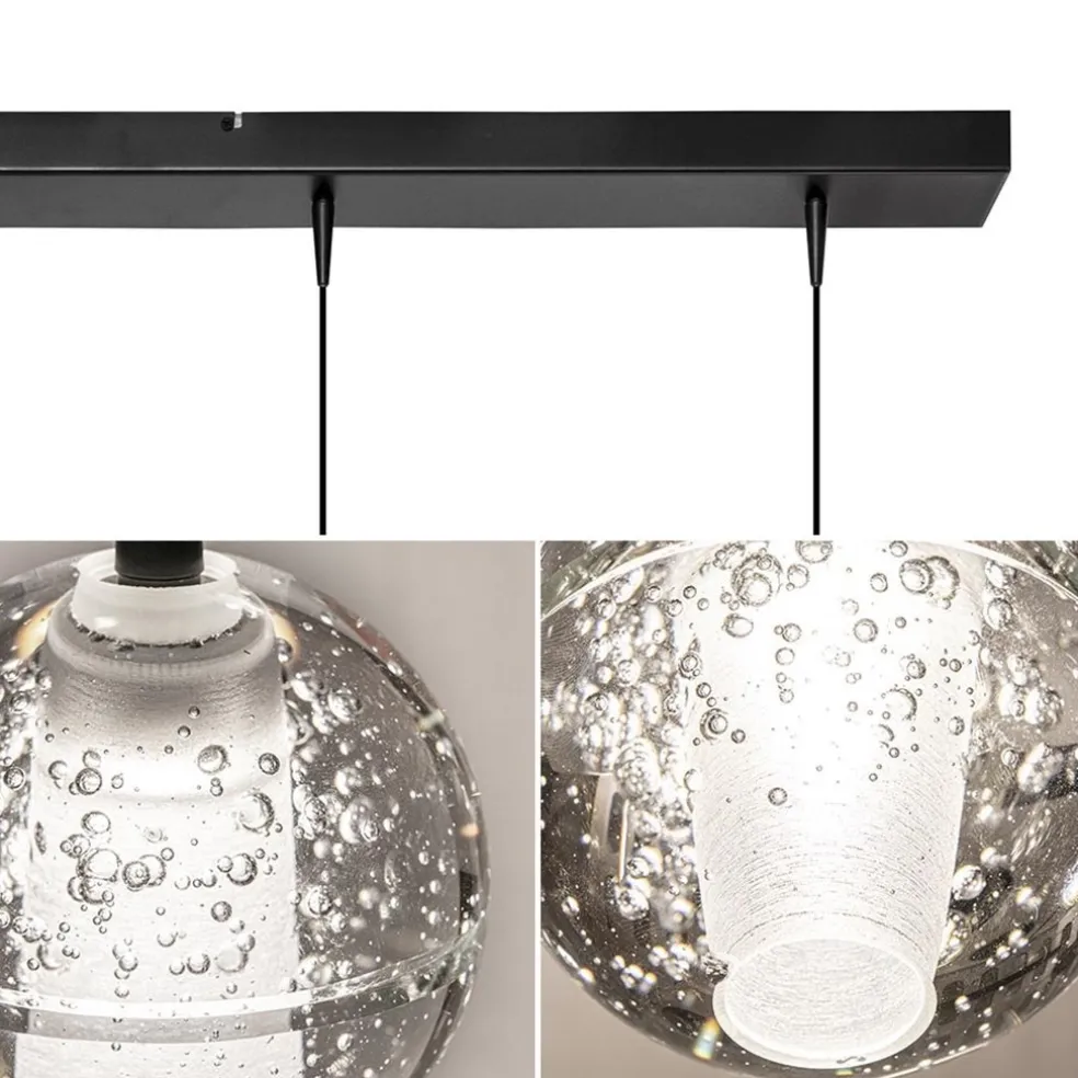 New Straluma 5-Lichts LED eettafelhanglamp helder glazen bollen