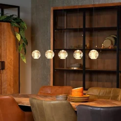 Best Straluma 5-Lichts LED eettafelhanglamp goud met glas