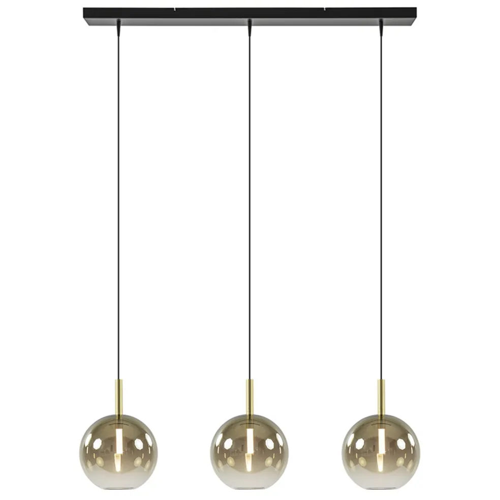 Shop Straluma 3-Lichts LED eettafelhanglamp met gold fading glas