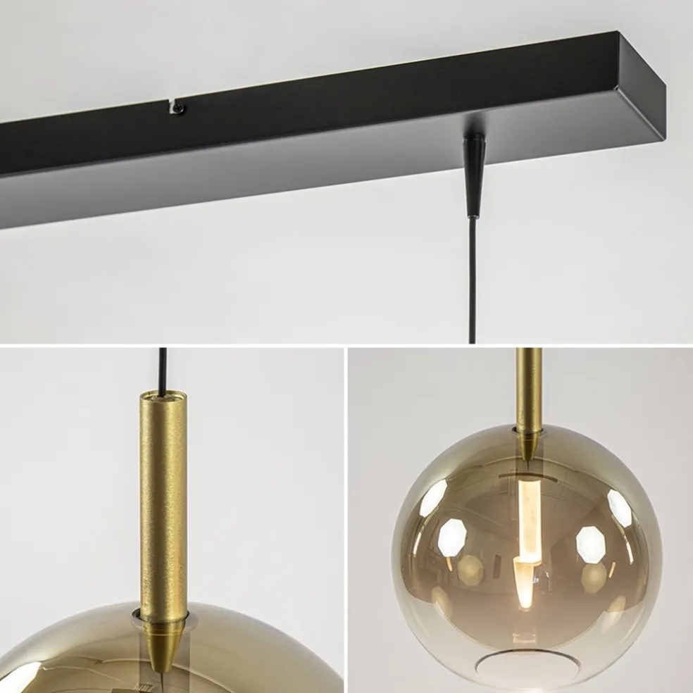 Shop Straluma 3-Lichts LED eettafelhanglamp met gold fading glas