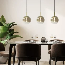 Shop Straluma 3-Lichts LED eettafelhanglamp met gold fading glas