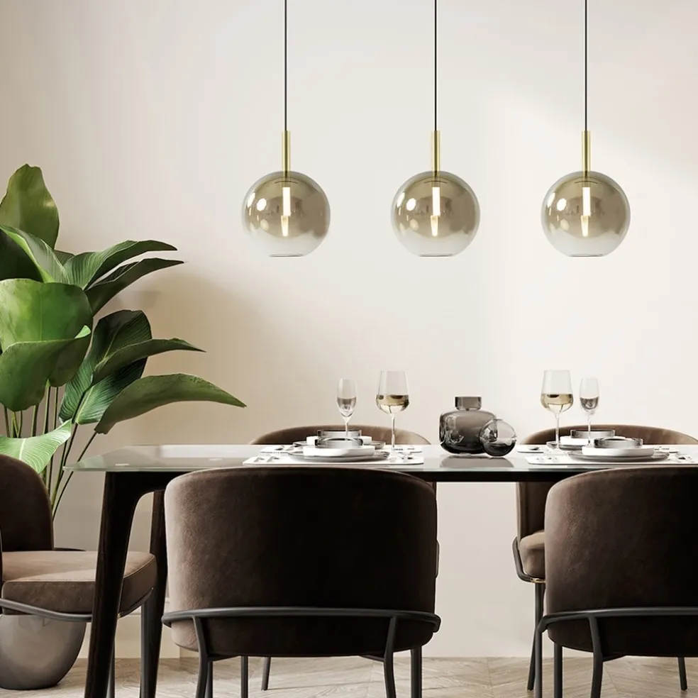 Shop Straluma 3-Lichts LED eettafelhanglamp met gold fading glas