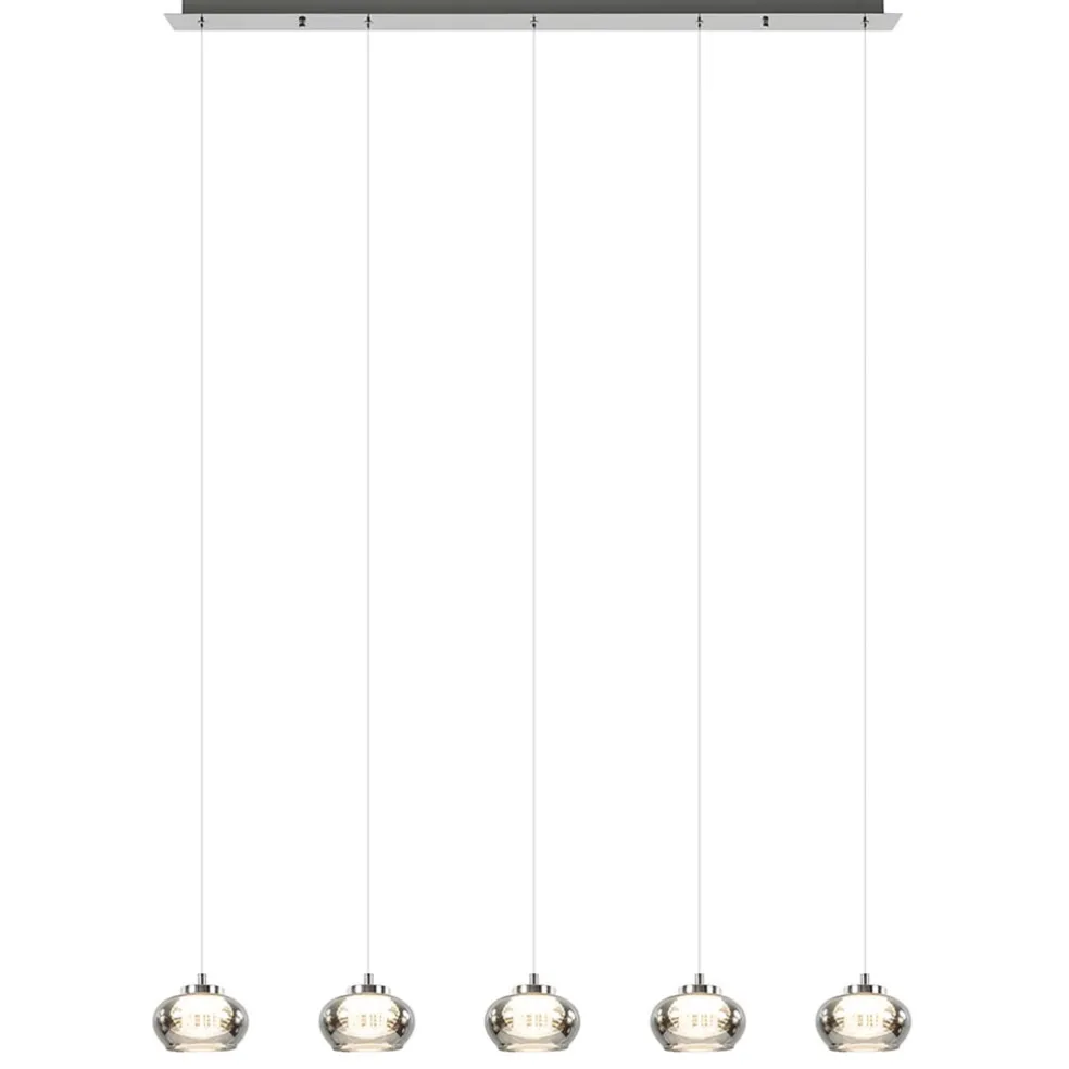 Cheap Straluma 5-Lichts LED eettafelhanglamp smoke glas dimbaar