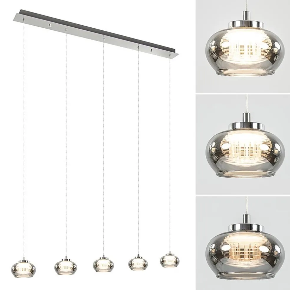 Cheap Straluma 5-Lichts LED eettafelhanglamp smoke glas dimbaar