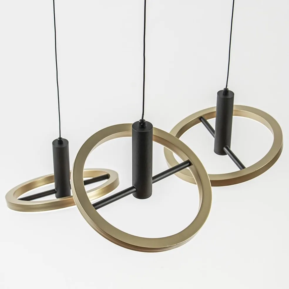 Cheap Straluma 3-Lichts LED hanglamp ringen rond zwart/goud dimbaar