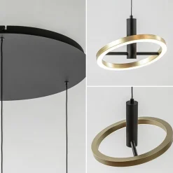 Cheap Straluma 3-Lichts LED hanglamp ringen rond zwart/goud dimbaar