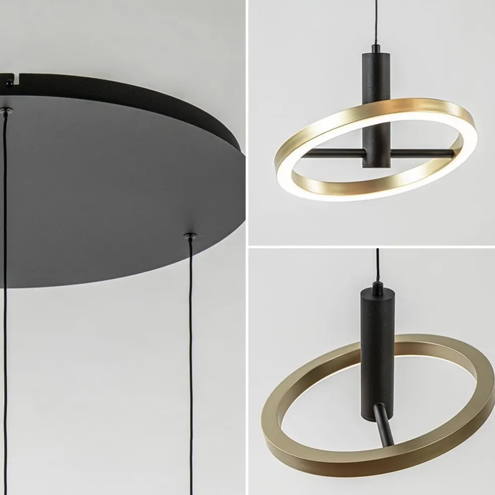 Cheap Straluma 3-Lichts LED hanglamp ringen rond zwart/goud dimbaar