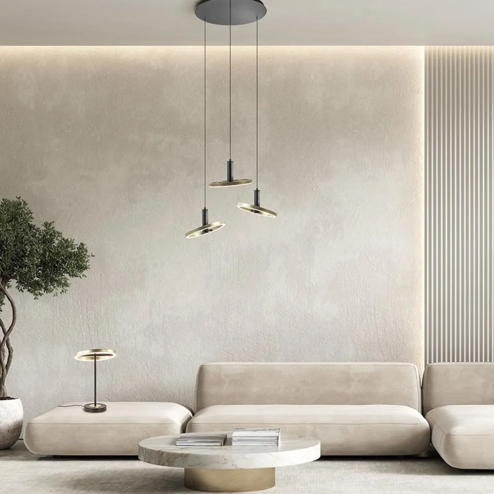 Cheap Straluma 3-Lichts LED hanglamp ringen rond zwart/goud dimbaar