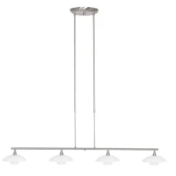 Fashion Straluma 4-Lichts LED hanglamp staal met witte schotels dimbaar