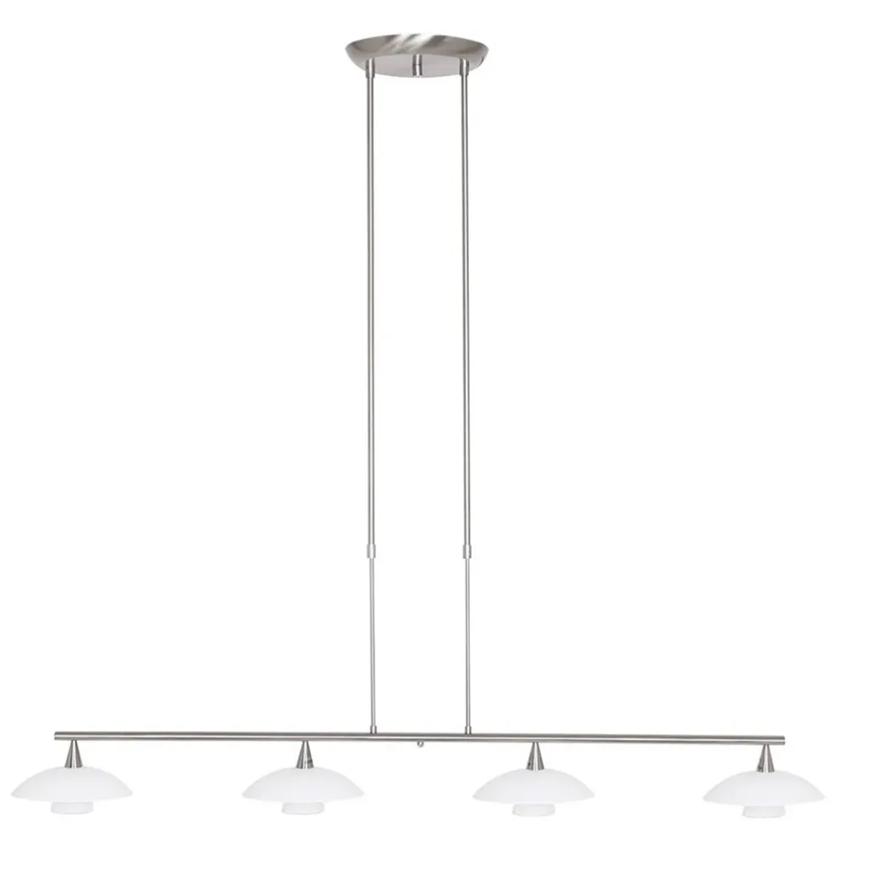 Fashion Straluma 4-Lichts LED hanglamp staal met witte schotels dimbaar