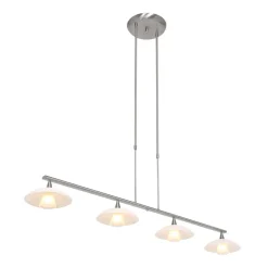 Fashion Straluma 4-Lichts LED hanglamp staal met witte schotels dimbaar