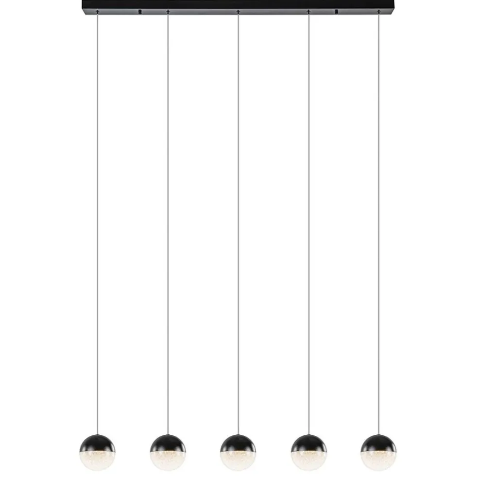 Online Straluma 5-Lichts LED hanglamp zwart met diamant zand 3-standen dimbaar