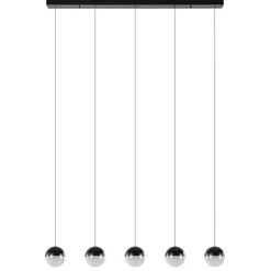 Online Straluma 5-Lichts LED hanglamp zwart met diamant zand 3-standen dimbaar