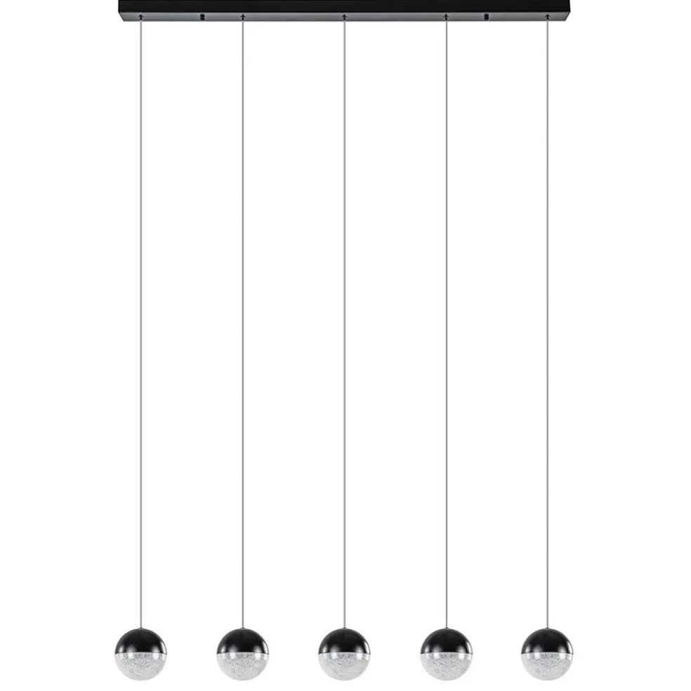 Online Straluma 5-Lichts LED hanglamp zwart met diamant zand 3-standen dimbaar