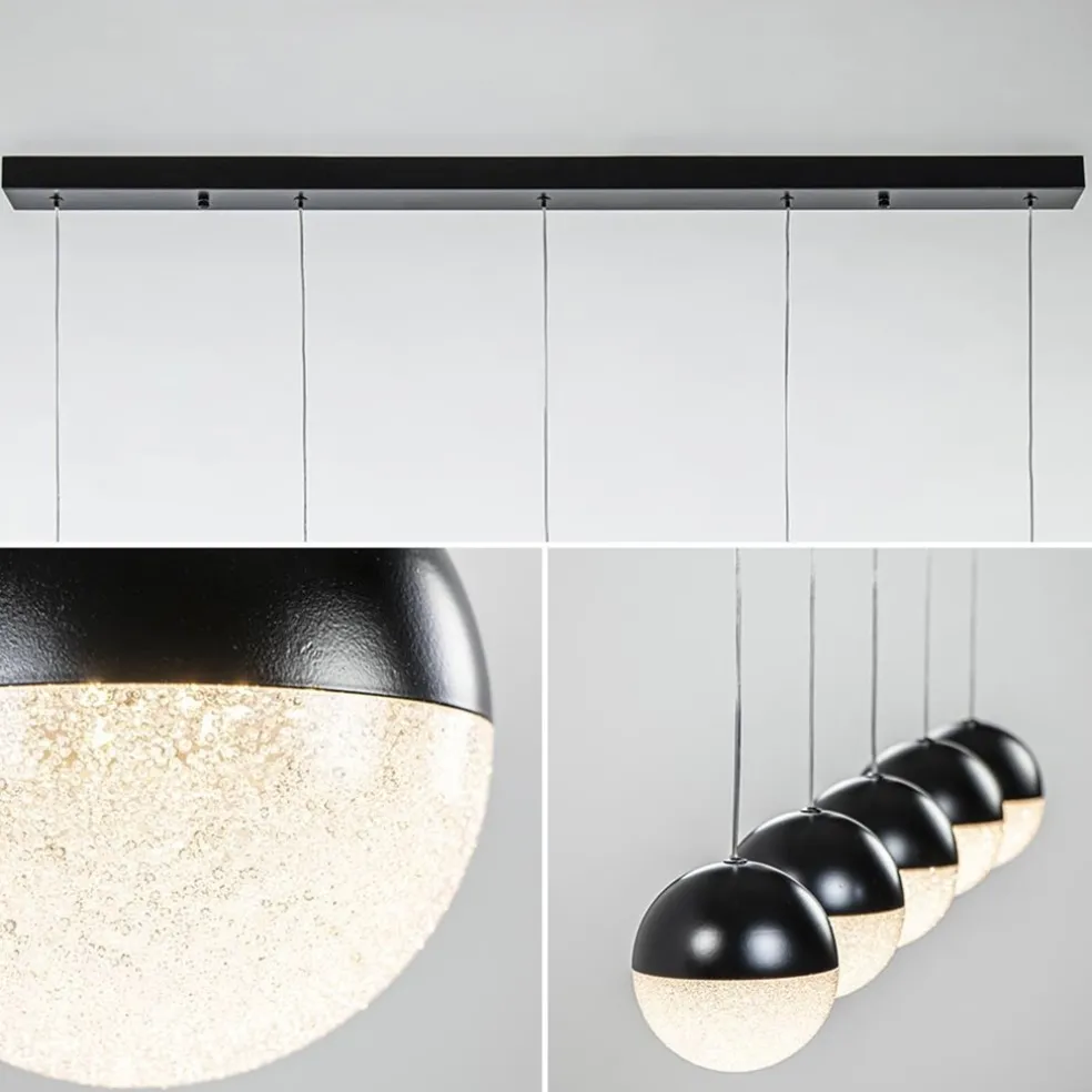 Online Straluma 5-Lichts LED hanglamp zwart met diamant zand 3-standen dimbaar
