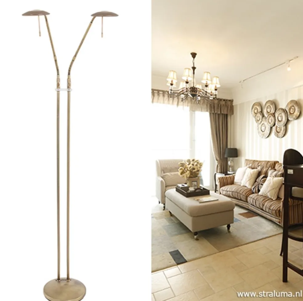 Store Straluma 2-Lichts leeslamp brons LED dimbaar
