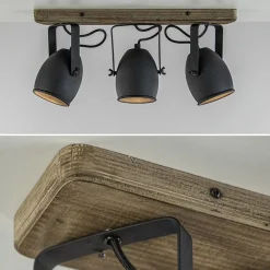 Best Sale Straluma 3-Lichts opbouwspot mat zwart met hout